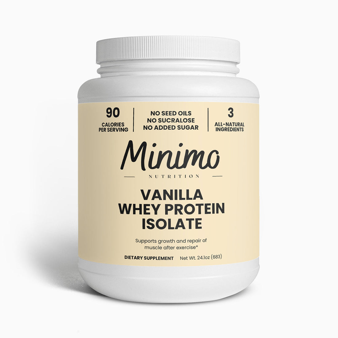 Vanilla Whey Isolate Protein Powder, 1.51 lbs by Minimo Nutrition
