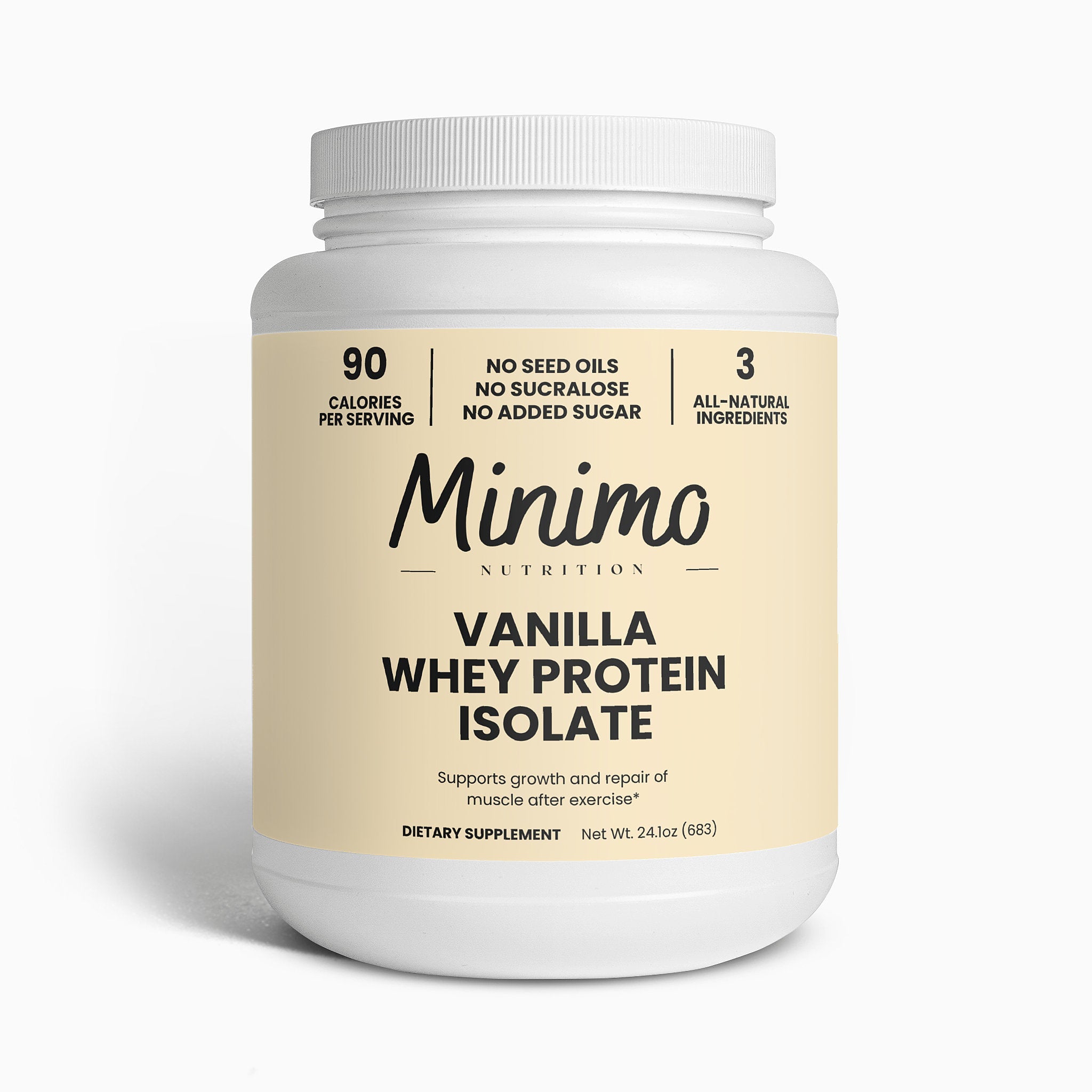 Vanilla Whey Isolate Protein Powder, 1.51 lbs by Minimo Nutrition