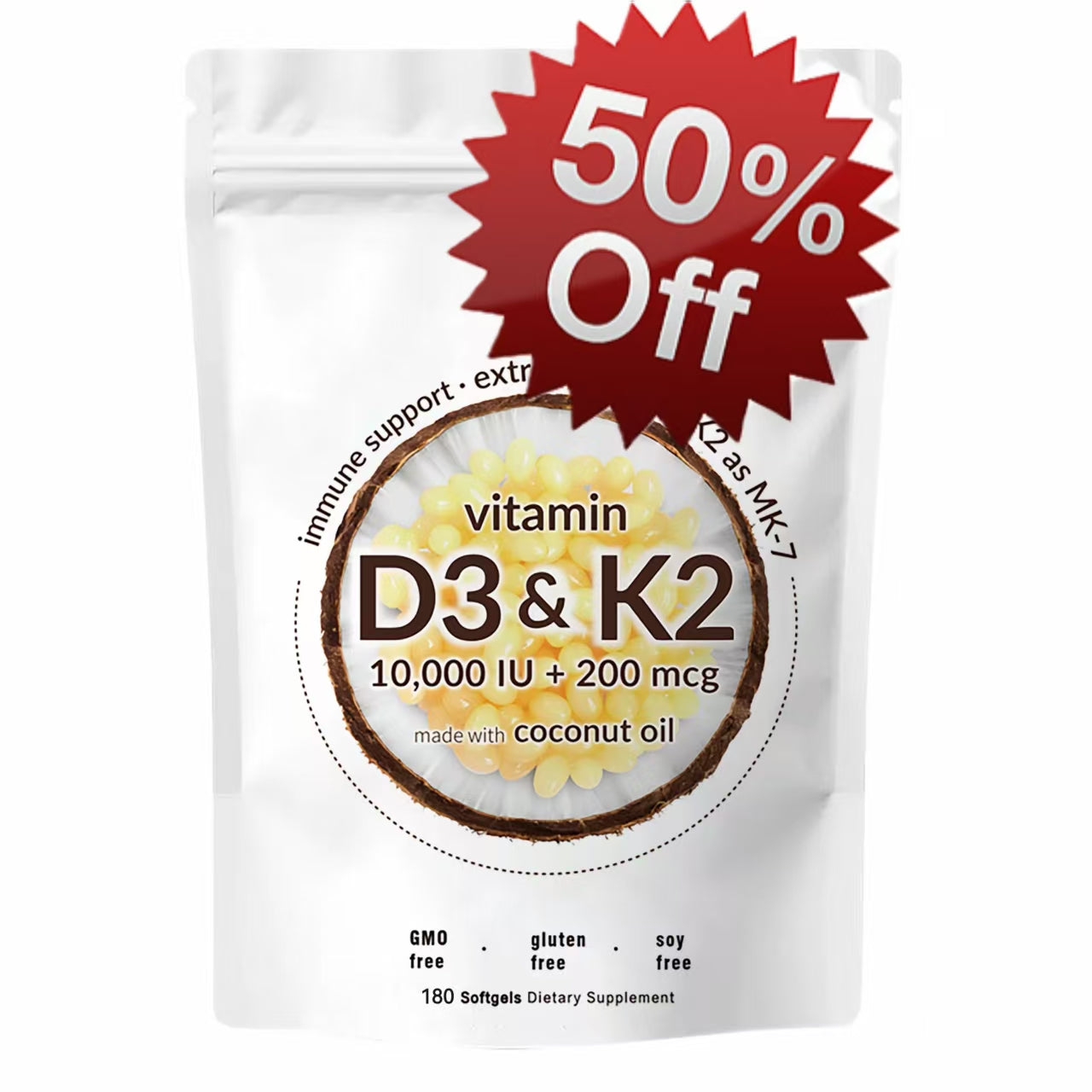 Vitamin D3 K2 Supplement Softgels by VAH