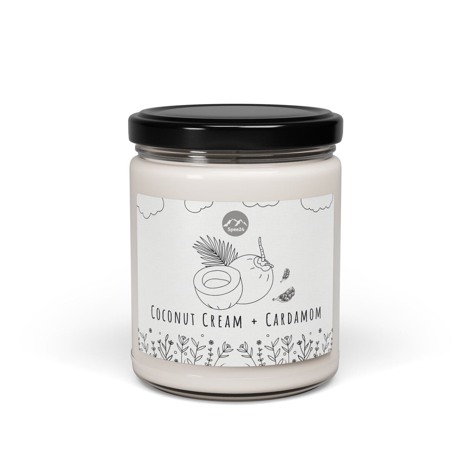 Coconut Cream Cardamom Soy Candle, Relaxing Aromatherapy Gift, Home Fragrance, Eco-Friendly Candle, Self-Care, Cozy Decor -- 9 oz by Spee24, LLC