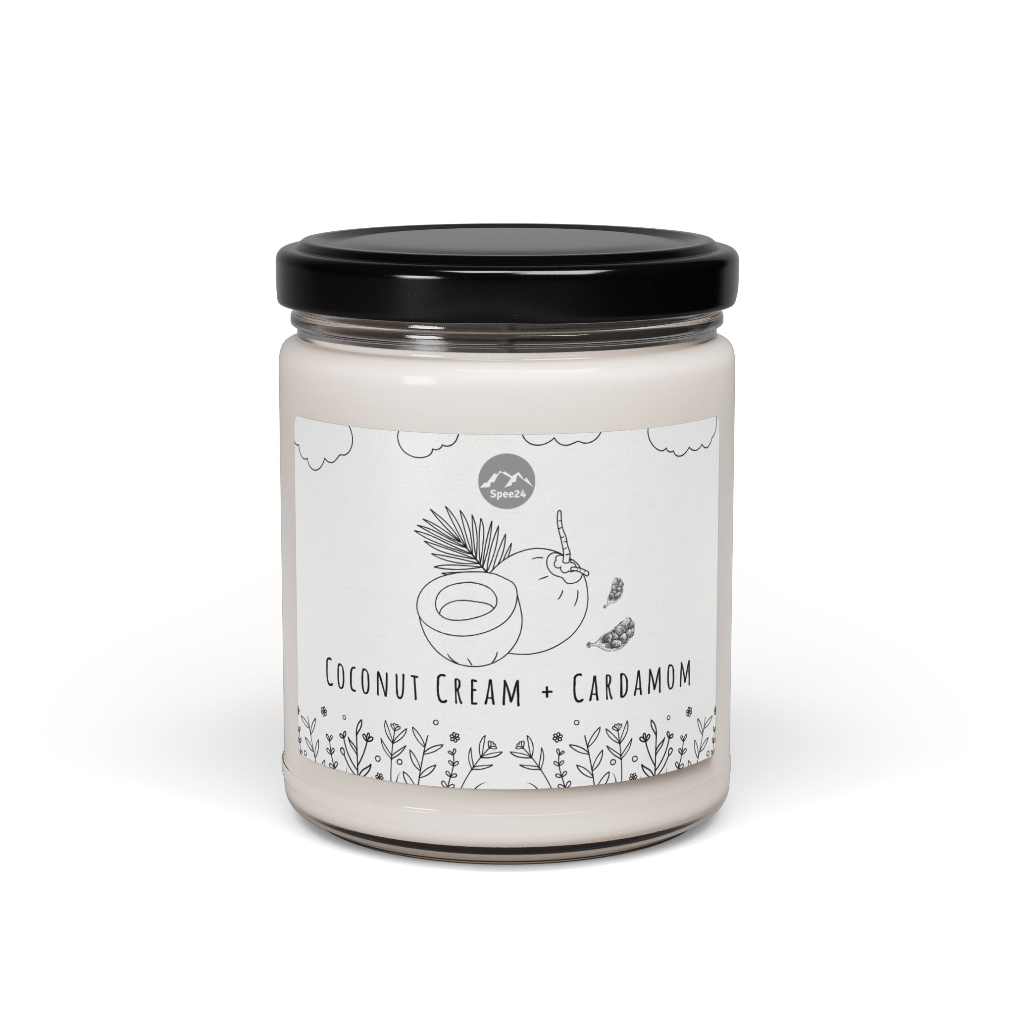 Coconut Cream Cardamom Soy Candle, Relaxing Aromatherapy Gift, Home Fragrance, Eco-Friendly Candle, Self-Care, Cozy Decor -- 9 oz by Spee24, LLC