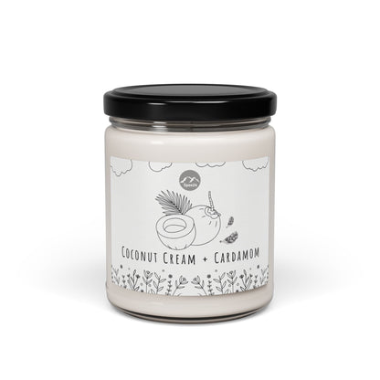 Coconut Cream Cardamom Soy Candle, Relaxing Aromatherapy Gift, Home Fragrance, Eco-Friendly Candle, Self-Care, Cozy Decor -- 9 oz by Spee24, LLC