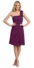 CLEARANCE - Eureka 1801 One Shoulder Knee Length Chiffon Dress (Size 2XL) by DiscountDressShop