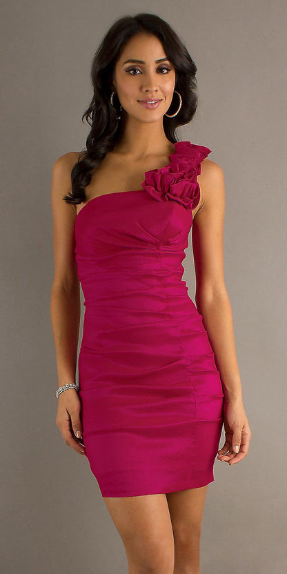 CLEARANCE - Eureka 1893 Rosette Studded Single Strapped Short Cocktail Dress (3XL) by DiscountDressShop