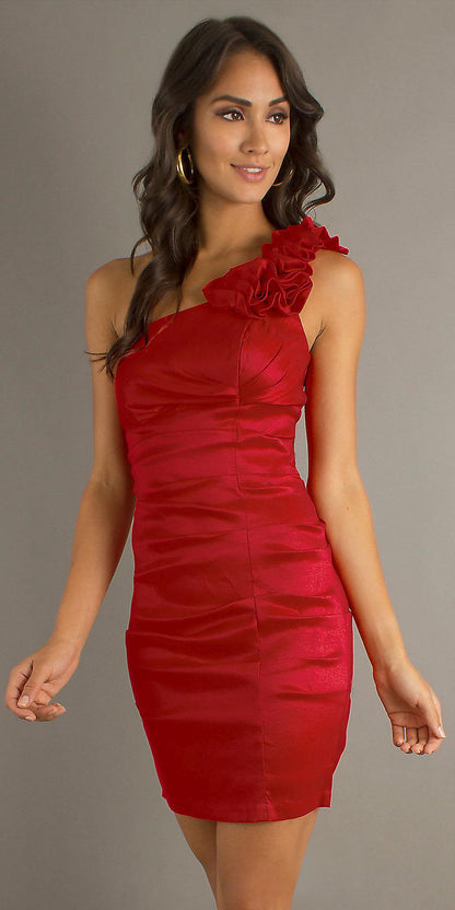 CLEARANCE - Eureka 1893 Rosette Studded Single Strapped Short Cocktail Dress (3XL) by DiscountDressShop