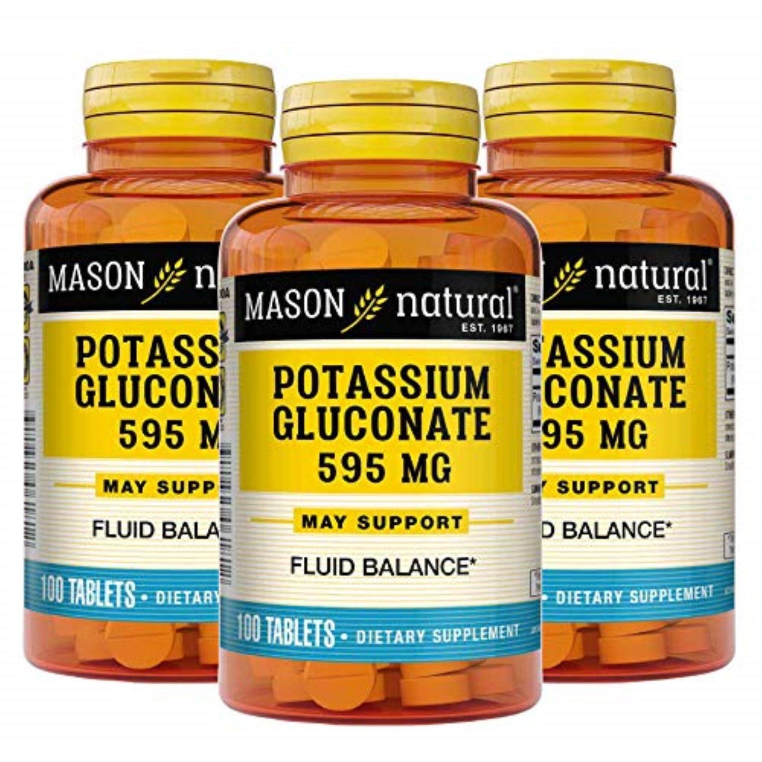 Mason Natural Potassium Gluconate, 595 Mg, 100 Tablets by Pasteur Pharmacy