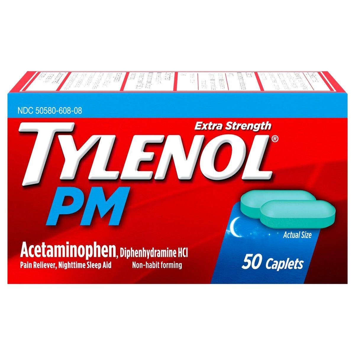 Tylenol PM Extra Strength Nighttime Pain Reliever &amp; Sleep Aid Caplets, 500 Mg by Pasteur Pharmacy
