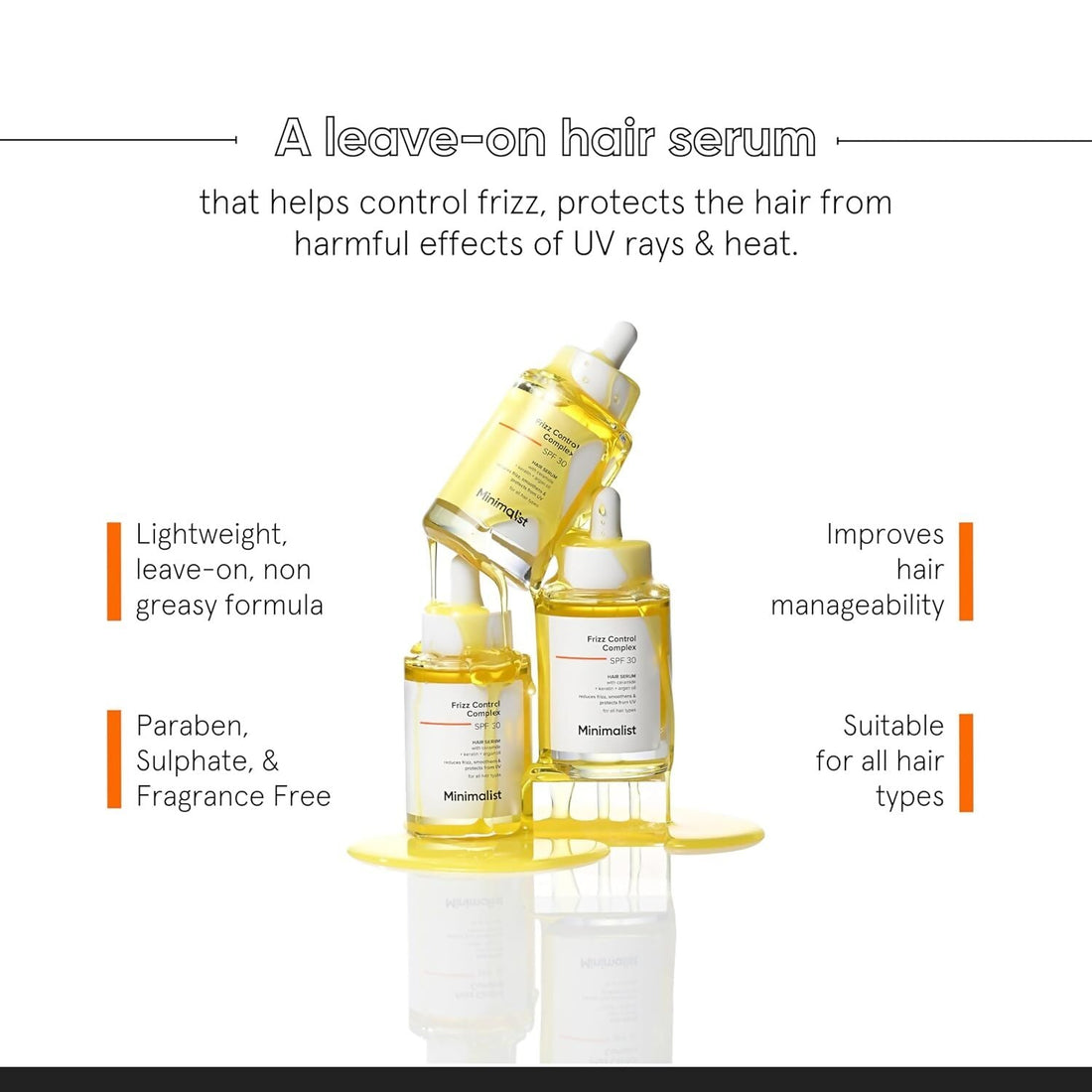 Minimalist Frizz Control Complex SPF 30 Hair Serum by Dista