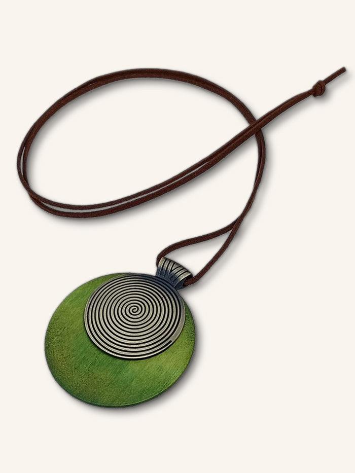 Vintage Wooden Rings Long Necklace by LINTICO
