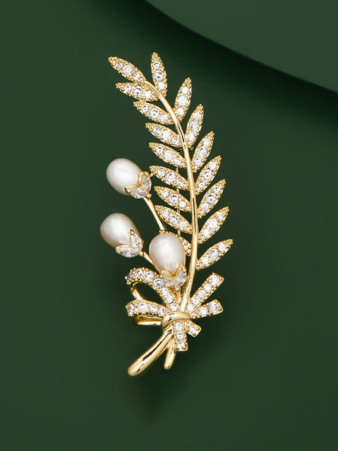 Freshwater Pearl &amp; Alloy Wheat Ear Brooch by LINTICO