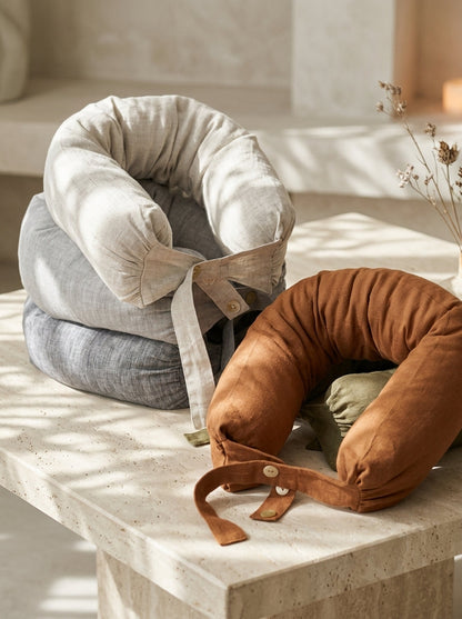 Linen Adjustable Neck Support Travel Pillow by LINTICO