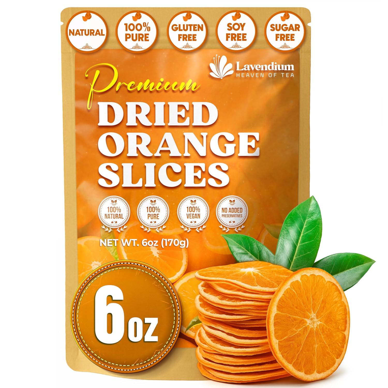 Premium Dried Orange Slices 6oz – Natural Dehydrated Citrus Wheels for Tea, Cocktails, Baking, Holiday Decorations, Potpourri, and Crafts. by FreshDrinkUS - Natural and Premium Herbal Tea