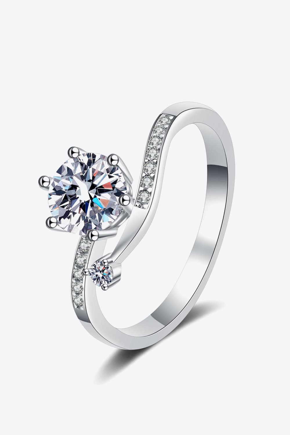 1 Carat Brilliant Round Cut Sparkala™ 925 Sterling Silver Bypass Ring by Sparkala