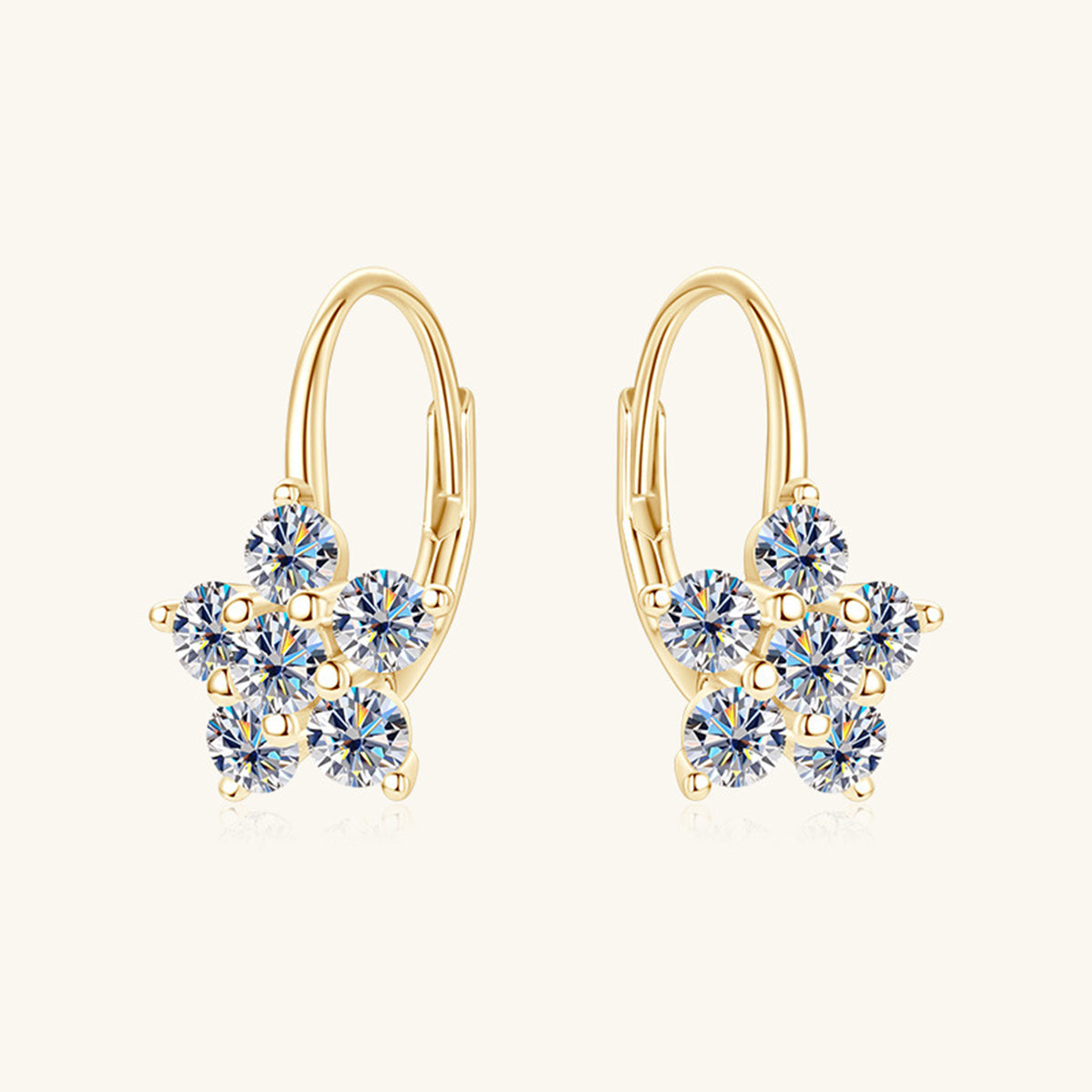 1.2 Carat Pure Sterling Silver Sparkala™ Flower Huggie Earrings by Sparkala