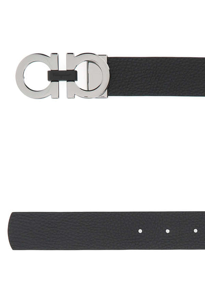 Salvatore Ferragamo Men Black Leather Reversible Belt by Luosophy