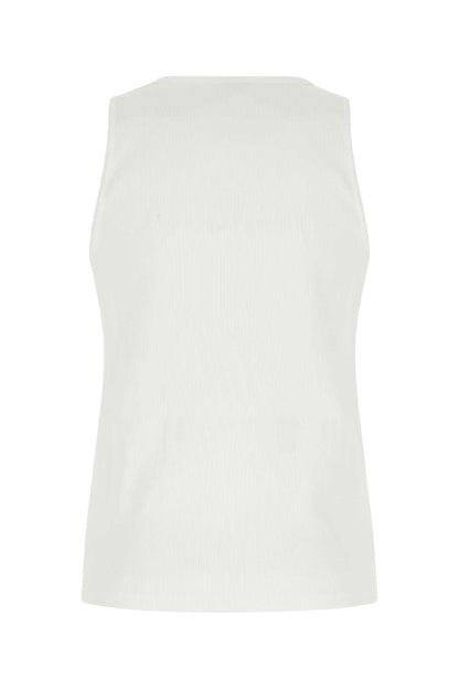 Bottega Veneta Men White Stretch Cotton Tank Top