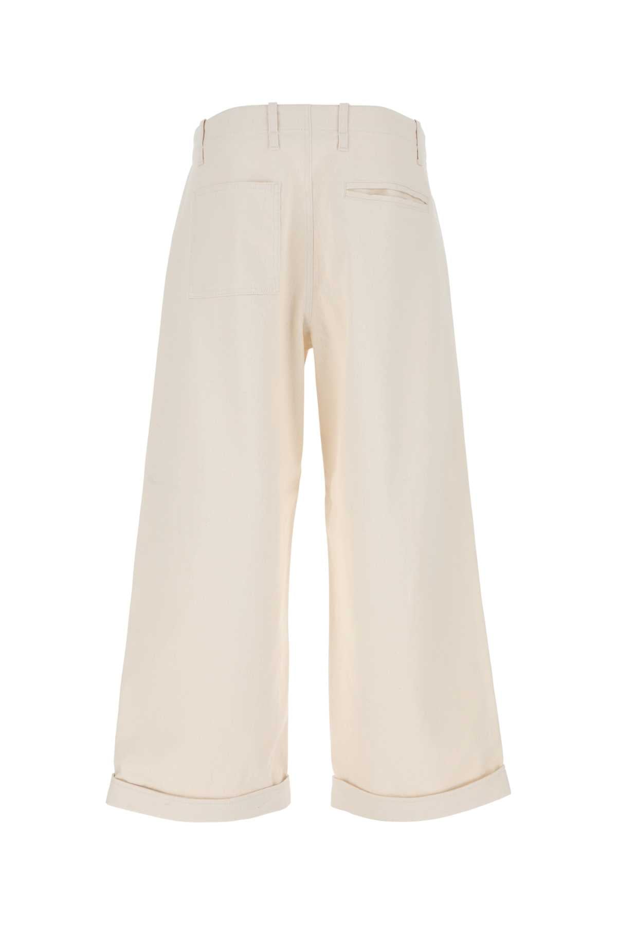 Etro Men Melange Ivory Stretch Cotton Wide-Leg Pant by Luosophy