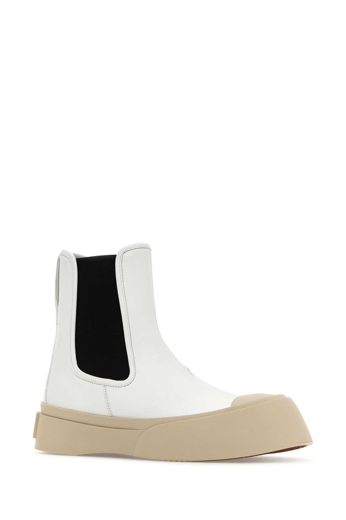 Marni Women White Nappa Leather Pablo Ankle Boots by Luosophy