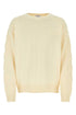 Off White Men Ivory Stretch Cotton Blend Oversize Sweater by Luosophy