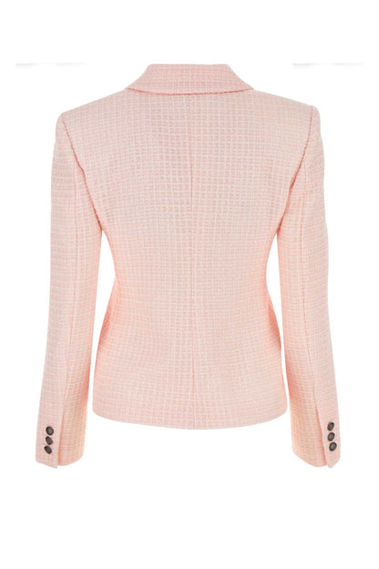 Alessandra Rich Women Light Pink Tweed Blazer by Luosophy