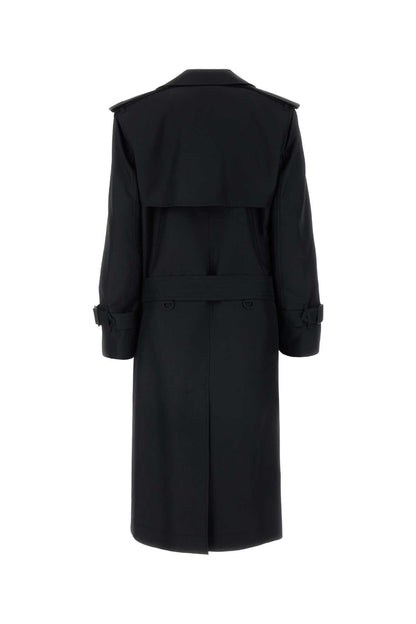 Burberry Women Black Silk Blend Trench Coat