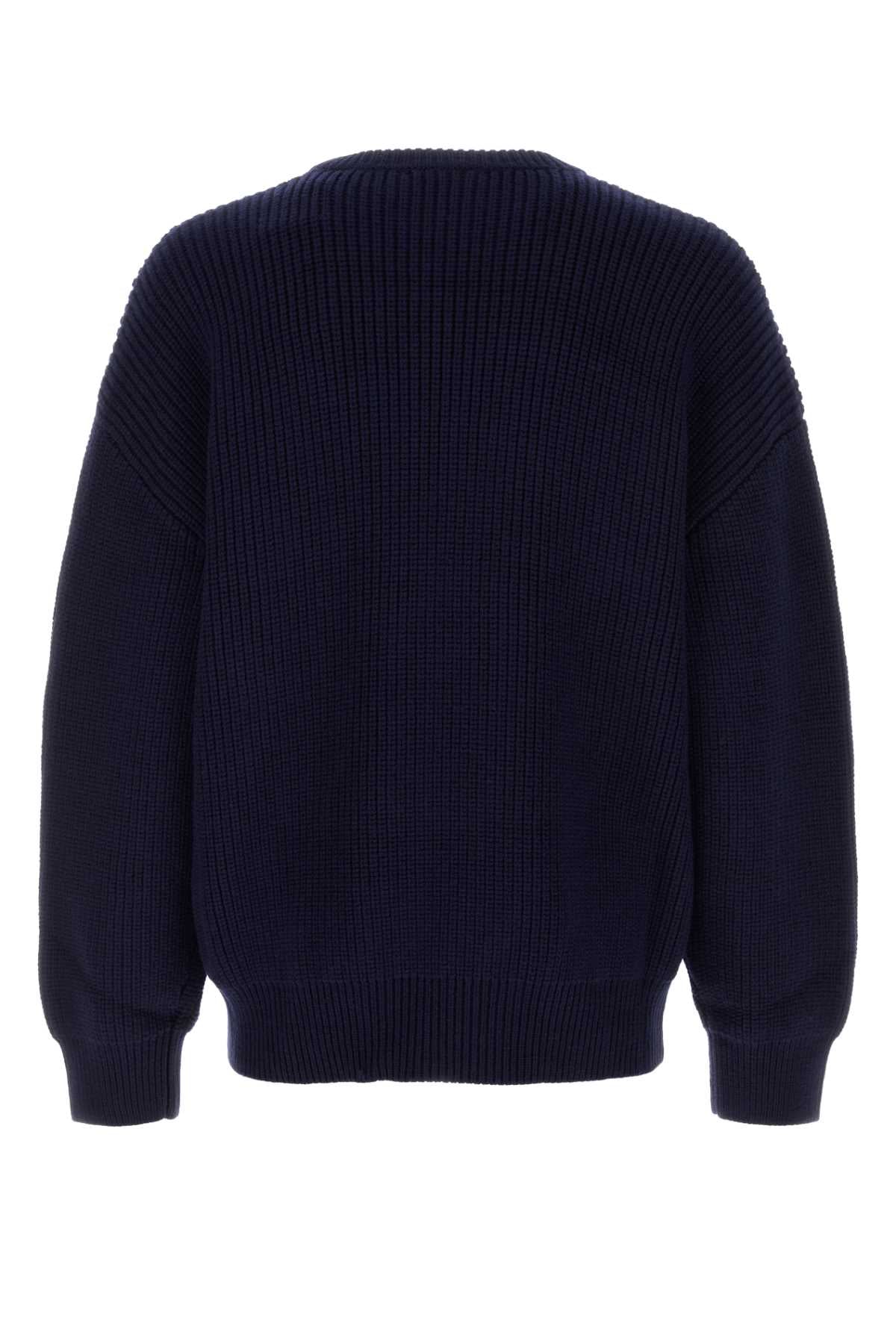 Marine Serre Men Navy Blue Wool Sweater by Luosophy