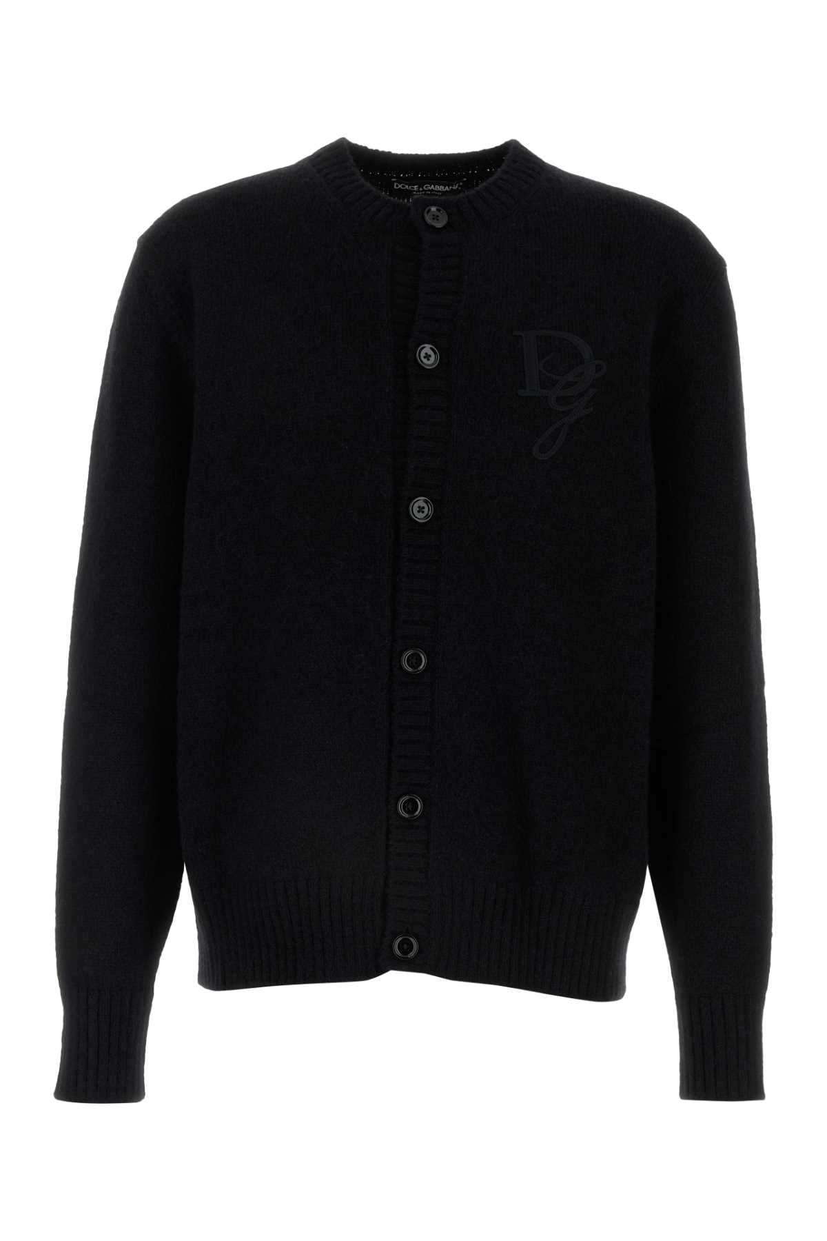 Dolce &amp; Gabbana Men Black Nylon Blend Cardigan