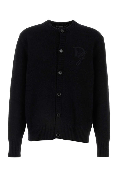 Dolce &amp; Gabbana Men Black Nylon Blend Cardigan