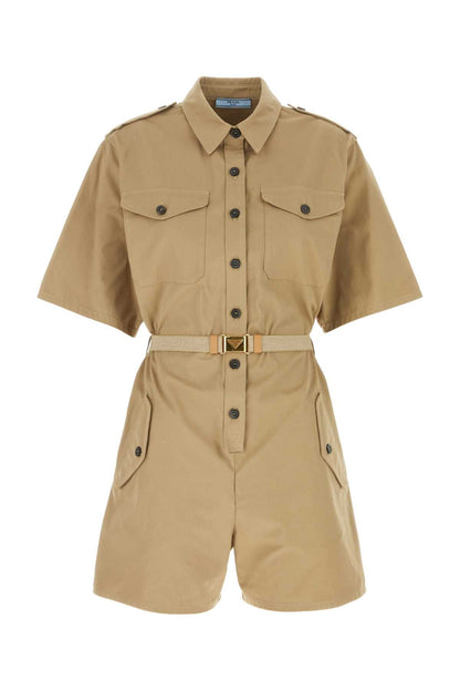 Prada Women Khaki Cotton Jumpsuit by Luosophy