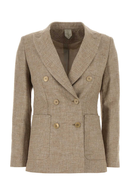 Max Mara Women Cappuccino Linen Blend Targa Blazer