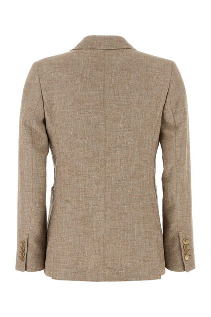 Max Mara Women Cappuccino Linen Blend Targa Blazer