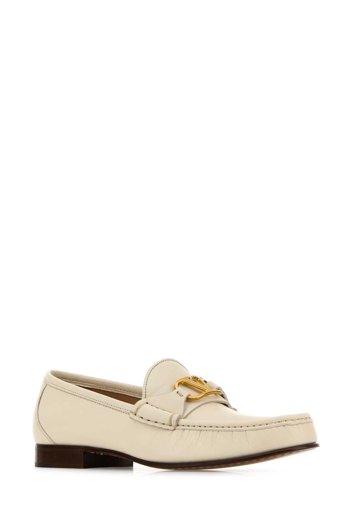 Valentino Garavani Women Ivory Leather Vlogo Loafers by Luosophy
