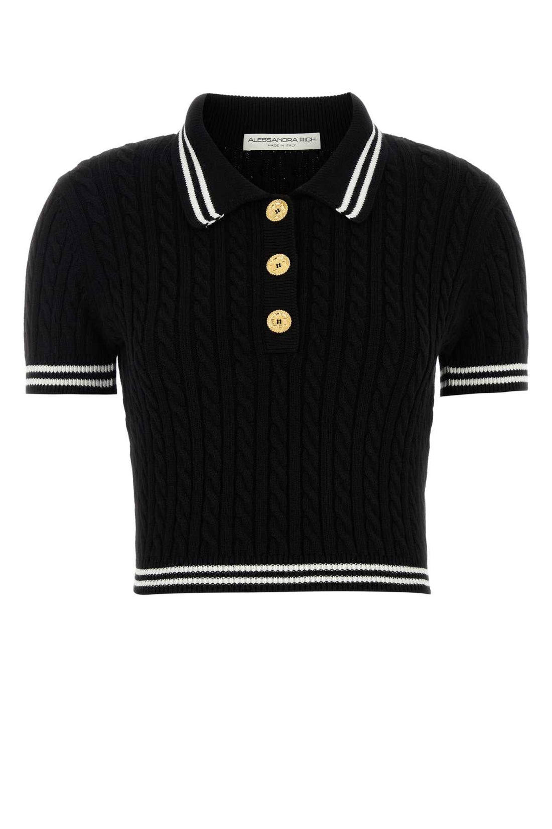 Alessandra Rich Women Black Cotton Polo Shirt by Luosophy