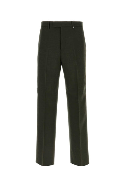 Burberry Men Bottle Green Wool Pant by Luosophy