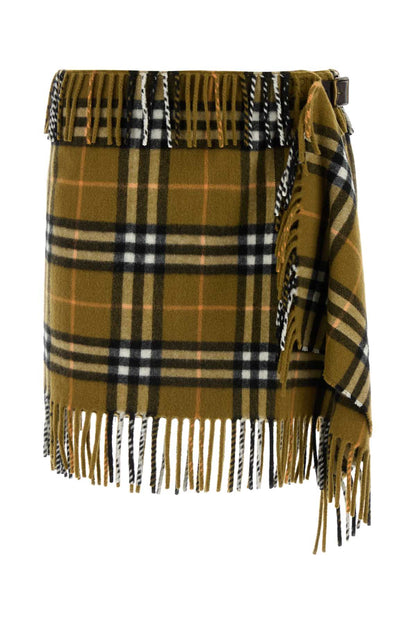 Burberry Women Embroidered Wool Blend Mini Skirt