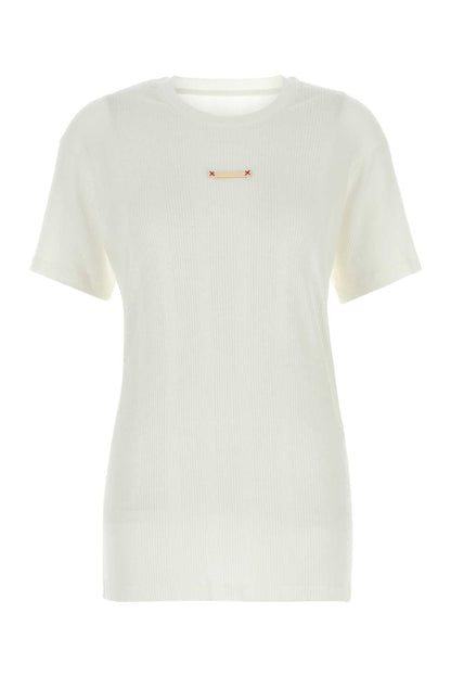 Maison Margiela Women White Cotton Blend T-Shirt by Luosophy