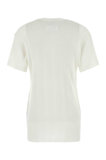 Maison Margiela Women White Cotton Blend T-Shirt by Luosophy