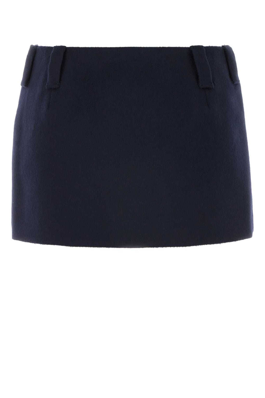 Miu Miu Women Midnight Blue Wool Blend Mini Skirt by Luosophy