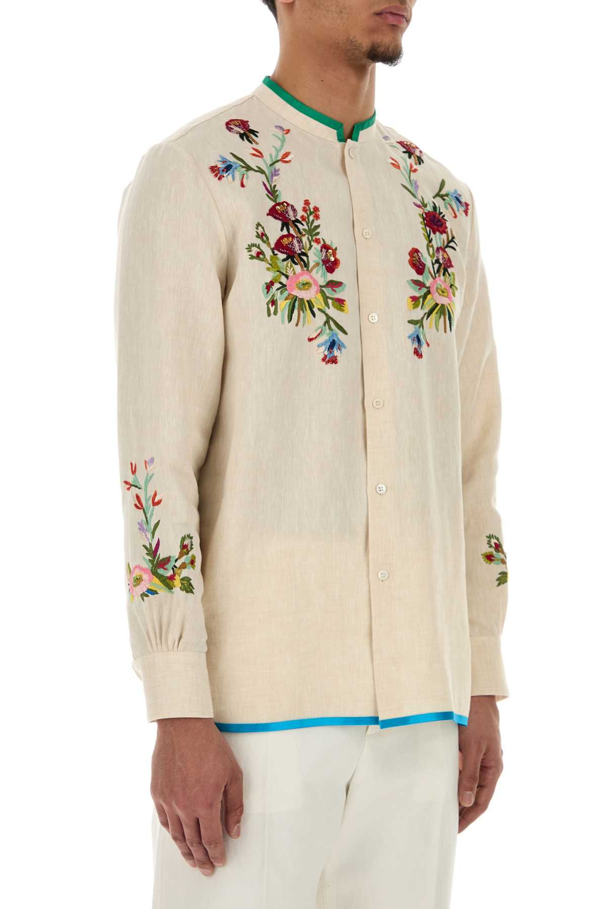 Valentino Garavani Men Ivory Linen Shirt by Luosophy
