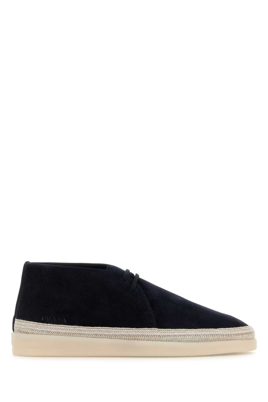 Prada Men Midnight Blue Suede Ankle Boots