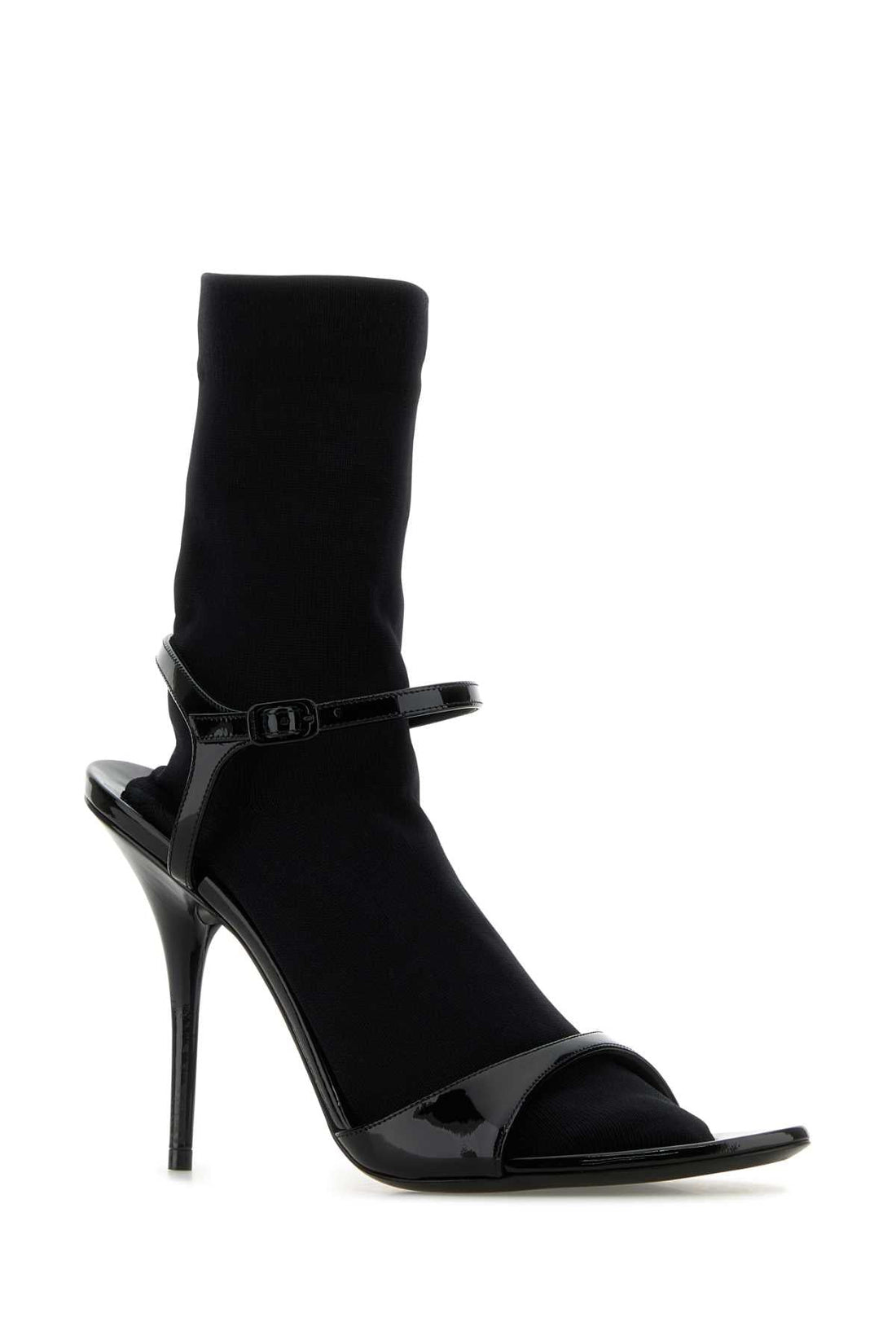 Balenciaga Women Black Leather Avenue Sock Sandals by Luosophy
