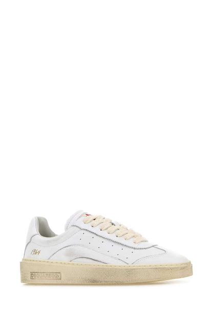 Dsquared Women White Leather Rider Sneakers by Luosophy