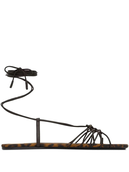 Saint Laurent Women Ankle Strap Babylone Flat Sandals by Luosophy