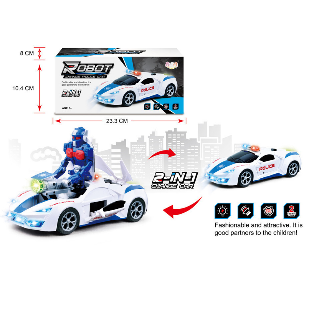 2-in-1 Robot Change Police Car with Light &amp; Sound (White) by Farmacias Savia