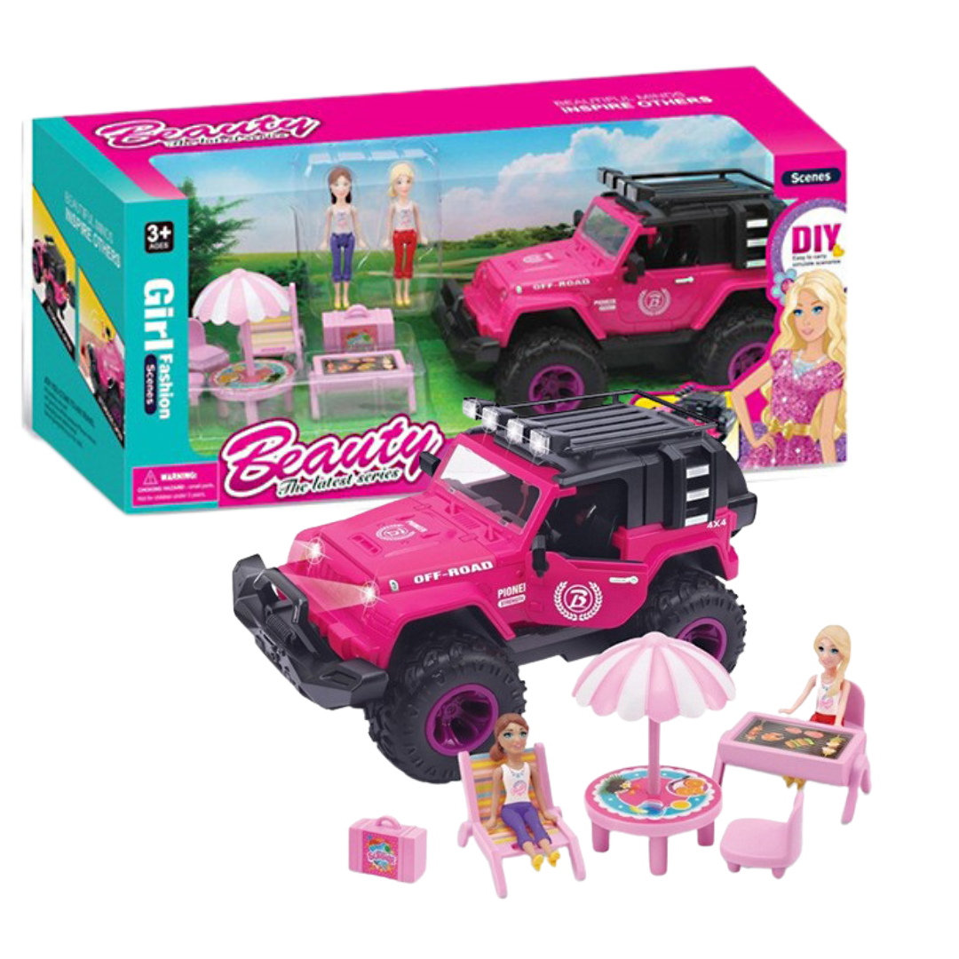 Off-Road Pink Truck with Dolls &amp; Accessories by Farmacias Savia