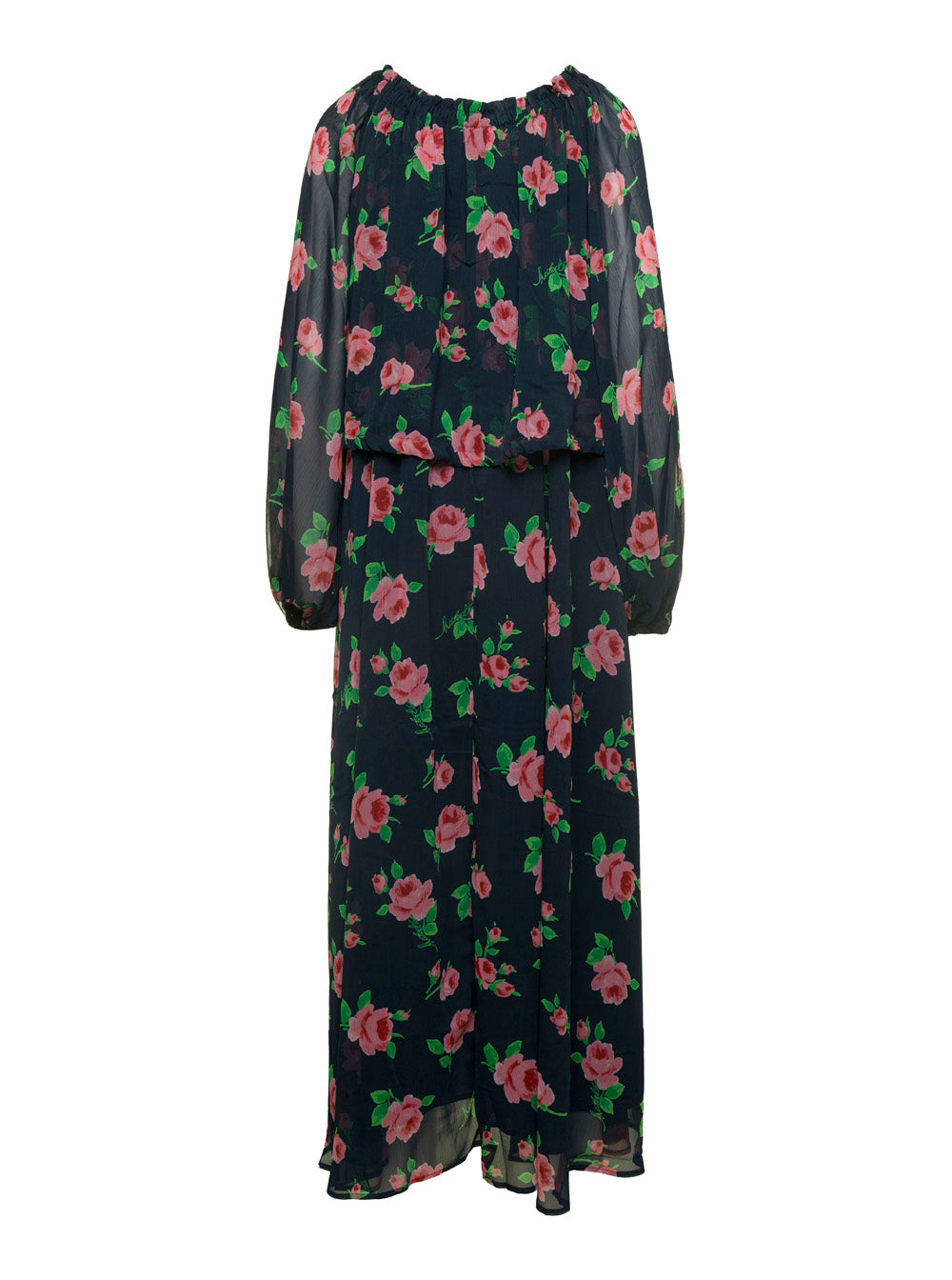 Rotate Women Maxi Multicolor Dress With All-Over Roses Print In Chiffon Woman by Luosophy