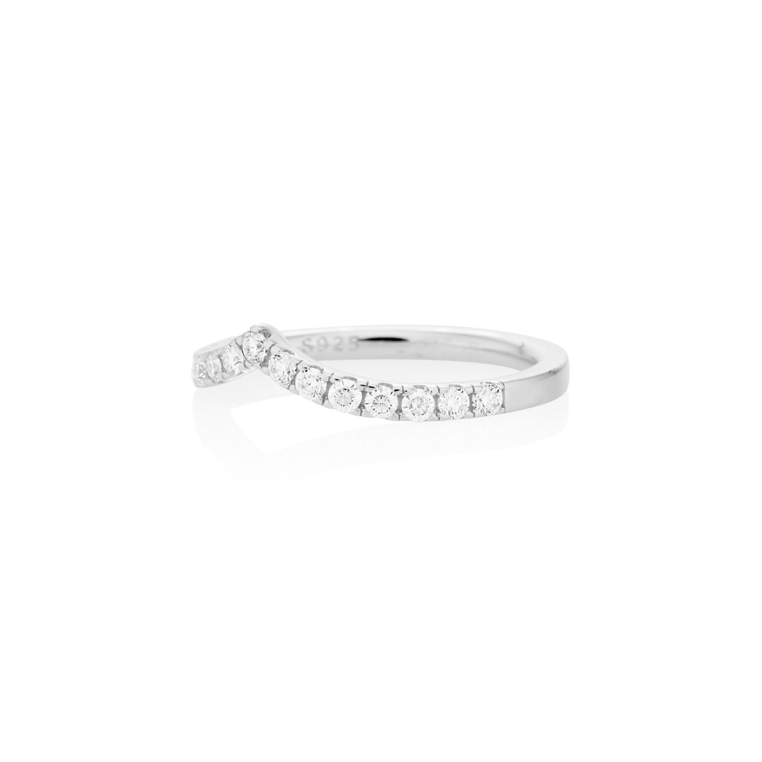 1.8mm Moissanite V Curve Ring in 925 Sterling Silver by Jayco Jewelry