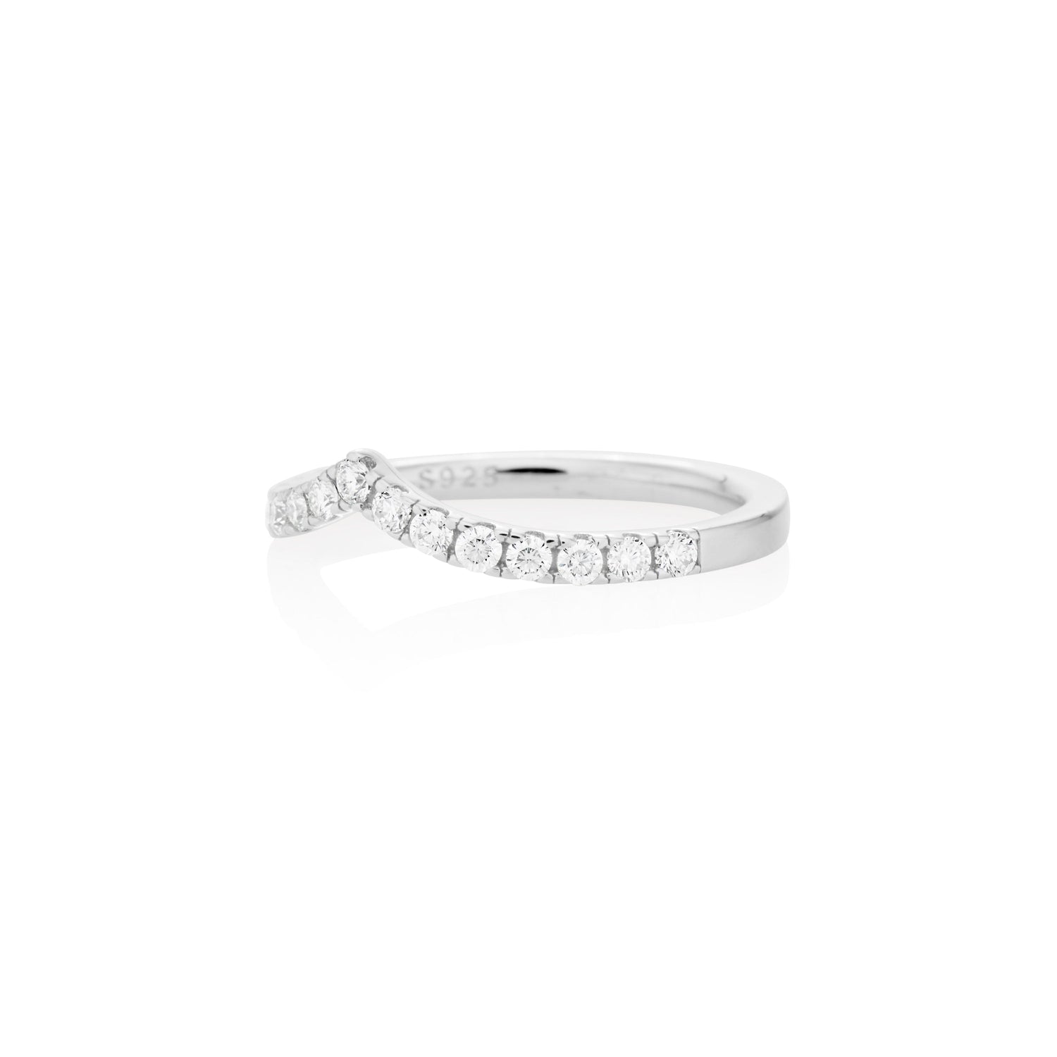 1.8mm Moissanite V Curve Ring in 925 Sterling Silver by Jayco Jewelry