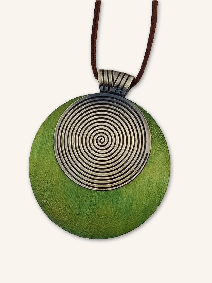 Vintage Wooden Rings Long Necklace by LINTICO