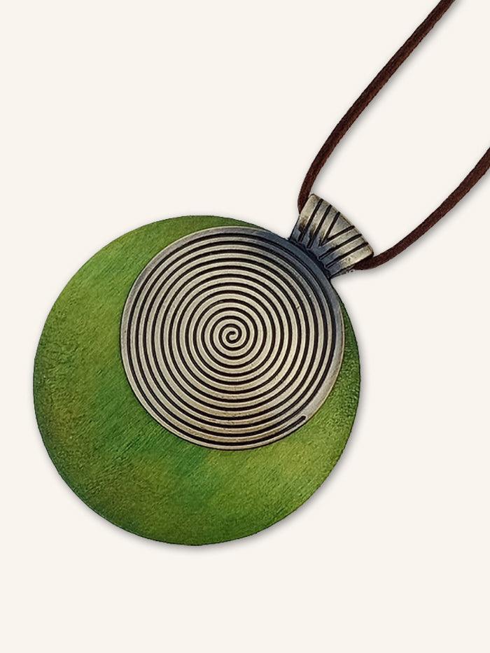 Vintage Wooden Rings Long Necklace by LINTICO